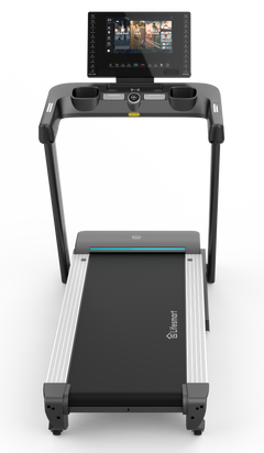 Lifesmart TM5000 PowerTouch treadmill in black and silver with digital console and running belt for home fitness use