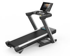 Lifesmart TM5000 PowerTouch treadmill in black and silver with digital display and running deck for home fitness use.