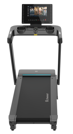 Lifesmart TM5000 PowerTouch treadmill with digital display, sturdy frame, and control panel for home fitness workouts.