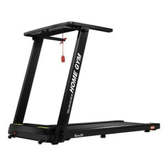 Trustymall Everfit electric treadmill for home gym with running belt and control panel, black exercise machine for fitness.