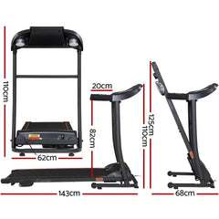 Trustymall Everfit electric treadmill with incline for home gym, featuring a sleek black design and digital display.