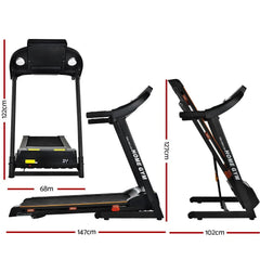 Trustymall Everfit electric treadmill with 420mm belt, 18km/h speed, designed for home gym workouts, shown in image.