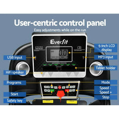 Trustymall Everfit electric treadmill with 420mm belt width and 18km/h speed, suitable for home gym exercise.
