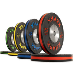 Striped Premium IWF Training Bumper Plates (KG) Pairs and Sets by XMARK