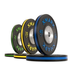 Striped Premium IWF Training Bumper Plates (LB) Pairs and Sets by XMARK