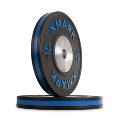 Striped Premium IWF Training Bumper Plates (LB) Pairs and Sets by XMARK