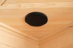 Zoppinh Blisspod Vienna corner spacious far infrared sauna with wooden interior and seating, designed for home wellness.