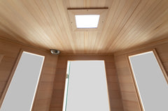 Zoppinh Blisspod Vienna corner far infrared sauna with spacious interior, designed for relaxing sauna sessions at home.
