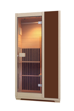 Zoppinh Blisspod Vienna Far Infrared Sauna in brown with wooden interior and compact design for home wellness.