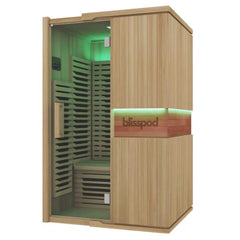 Zoppinh Blisspod Milano full spectrum sauna made of Canadian Hemlock wood, featuring a sleek design for relaxing heat therapy.