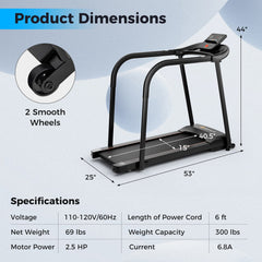 SP38185US-BK 2.5 HP Walking Treadmill by DirectDeals
