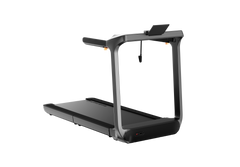 Foldable Walkingpad X218 treadmill with digital display and safety handrails, capable of speeds up to 11.5 MPH.