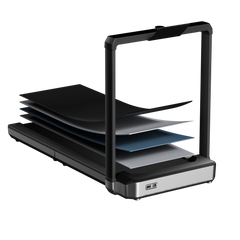 Walkingpad X25+ treadmill with digital display and safety handrails, designed for home fitness and walking workouts.