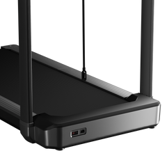 Walkingpad X25+ treadmill with digital display and sleek black design for indoor walking and running exercise.