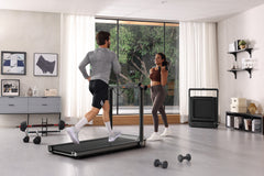 Walkingpad X25+ treadmill in a modern home setting, showing its sleek design and compact size for indoor walking and running.