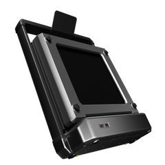 Walkingpad X25+ treadmill with transport wheels, compact design, and foldable feature for easy storage and mobility.