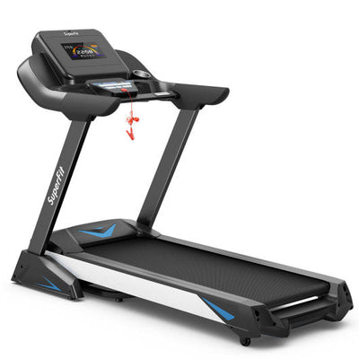 Black VYSN 4.75 HP treadmill with app connectivity and auto incline for home or apartment use.