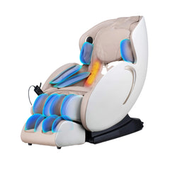 SAKSBY WHOLESALE dual motor massage recliner chair with zero gravity and shiatsu features, beige color, front-left view