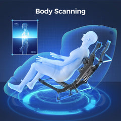 SAKSBY WHOLESALE dual motor massage recliner chair with zero-gravity, shiatsu massage, full-body scanning, black upholstery, app control