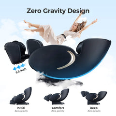 SAKSBY WHOLESALE black full-body massage chair with zero gravity design and shiatsu massage features, app control, and dual motor power lift.