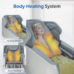 Bosscare Premium Full Body Zero Gravity Massage Chair by SAKSBY WHOLESALE with gray upholstery, AI voice, app control, and body healing system.