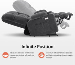 Dark Grey Wide Power Lift Recliner With Massage And USB by ShipItFurniture