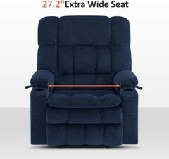 Large Wide Navy Blue Dual Motor Lift Recliner Massage And Heat by ShipItFurniture