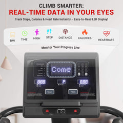 SAKSBY WHOLESALE Rovix commercial stair stepper with LED display and 15 resistance levels, showing real-time workout data.