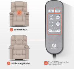 Dual Motor Power Lift Recliner Chair With Massage And Heat Beige Fabric Medium by ShipItFurniture