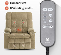 Large Dual Motor Power Lift Recliner Chair Massage Beige by ShipItFurniture