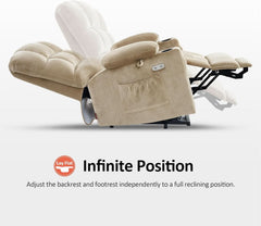 Dual Motor Power Lift Recliner Chair With Massage And Heat Beige Fabric Medium by ShipItFurniture