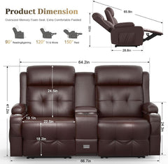 Reclining Massage Loveseat With USB Ports And Wall Hugger by ShipItFurniture