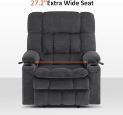 Dark Grey Wide Power Lift Recliner With Massage And USB by ShipItFurniture