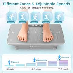Gray Berry Charmz full body vibration platform exercise machine with digital display and textured surface for effective workouts.