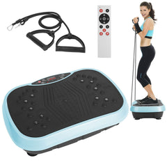 Berry Charmz vibration platform exercise machine with resistance bands and remote control, showing the compact, functional design.