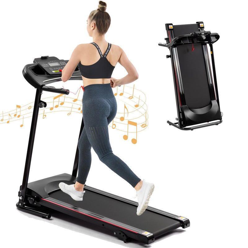 Berry Charmz folding treadmill with incline, 2.5HP motor, Bluetooth, cup holder, and heart rate sensor for home fitness and walking.