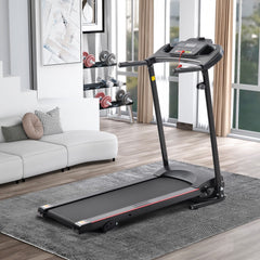 Berry Charmz folding treadmill with incline, 2.5HP motor, digital display, cup holder, and heart rate sensor for home fitness.