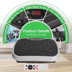 Berry Charmz vibration platform exercise machine with resistant bands, showing a compact vibration plate for fitness workouts.