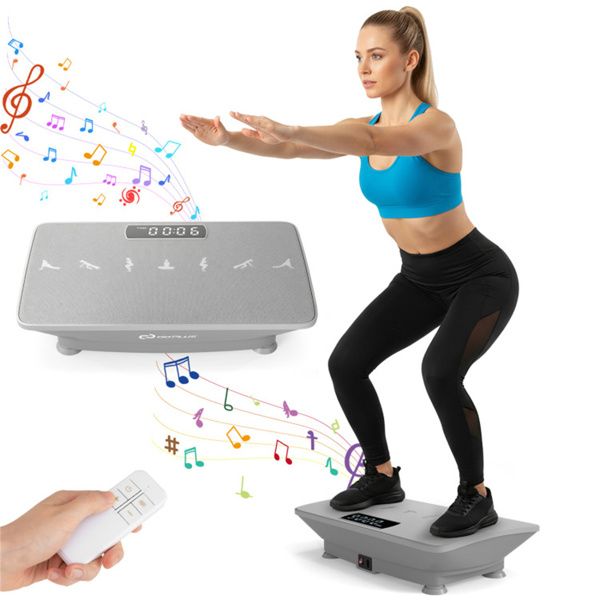 Gray Berry Charmz full body vibration platform exercise machine with digital display and sturdy design for fitness workouts.