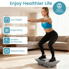 Gray Berry Charmz full body vibration plate exercise machine with control panel and textured surface for fitness workouts.
