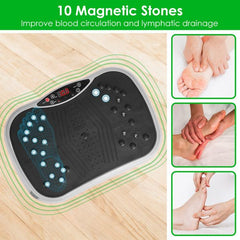 Berry Charmz vibration platform exercise machine with resistant bands and remote control, featuring a sturdy surface and control panel.