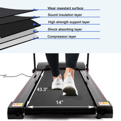 Berry Charmz electric folding treadmill with incline, Bluetooth, heart rate sensor, cup holder, suitable for home walking and running.