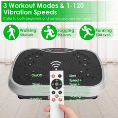 Berry Charmz vibration platform exercise machine with resistant bands and remote control, showing a sleek, compact design for full-body workouts.