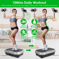 Berry Charmz vibration exercise machine with resistant bands and remote control, featuring a compact vibration platform for fitness.