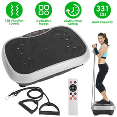 Berry Charmz vibration platform exercise machine with resistant bands and remote control, showing a sleek black design.