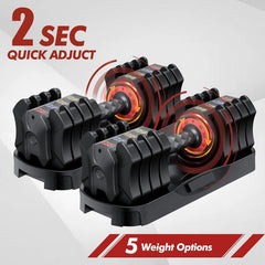 Adjustable Berry Charmz dumbbell set with black weights and silver handles, designed for versatile free weight workouts.