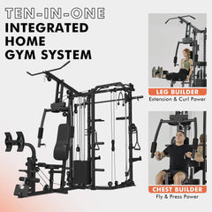 SAKSBY WHOLESALE Rovix Dual Station Smith Machine with Cable Crossover for home gym, all-in-one strength training equipment