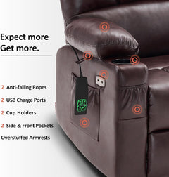 Dark Brown Lift Recliner With Massage For Elderly People by ShipItFurniture