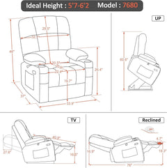 Dark Brown Lift Recliner With Massage For Elderly People by ShipItFurniture