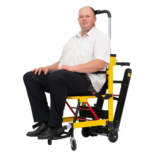 Dynamic Fluid Fitness electric stair climber wheelchair for elderly and handicap, supports up to 350 lbs, FDA-approved.